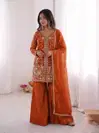 Jf 043 Pure Fendy Silk With Heavy Embroidery Work Readymade Suits Wholesale Online